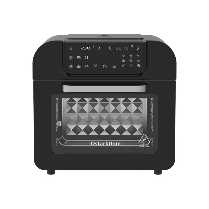 Ostarkdom Freidora Horno 16L/6L/5Lopcion dual cook, freidora de aire sin aceite, Horno tostador, Pantalla táctil, 1500W, Capacidad 16 Litros, regulable hasta los 230°, temporizador hasta 2 horas, 9 recetas disponibles, accesorios incluido"Tamaño Elegible"
