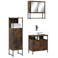 vidaXL Set de muebles de baño 3 pzas madera contrachapada en color Gris sonoma/Roble Sonoma/Roble ahumado y más | almacenamiento funcional diseño moderno para baño dormitorio sala - details 2