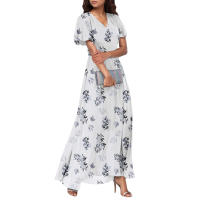 Vestido Largo Elegante Con Cuello En V Para Mujer Traje De Boda De Noche Fiesta Vestido De Fiesta Manga Corta Adecuado Para Primavera Verano Otoño - details 20