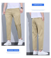 Pantalones Casuales Para Hombre De Verano Largo Hasta El Tobillo Ajustados Color Sólido Moda Fitted Cierre Elástico Talla 28-38 - details 7