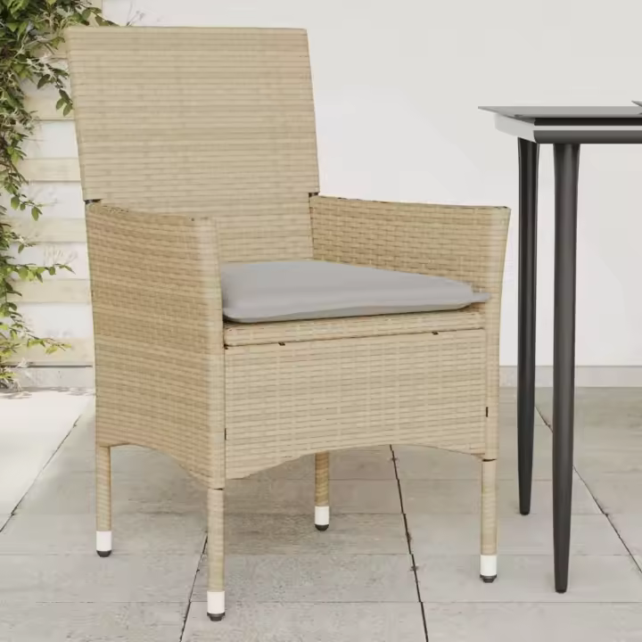 vidaXL Sillones de jardín con cojines 2 uds ratán sintético beige - 1