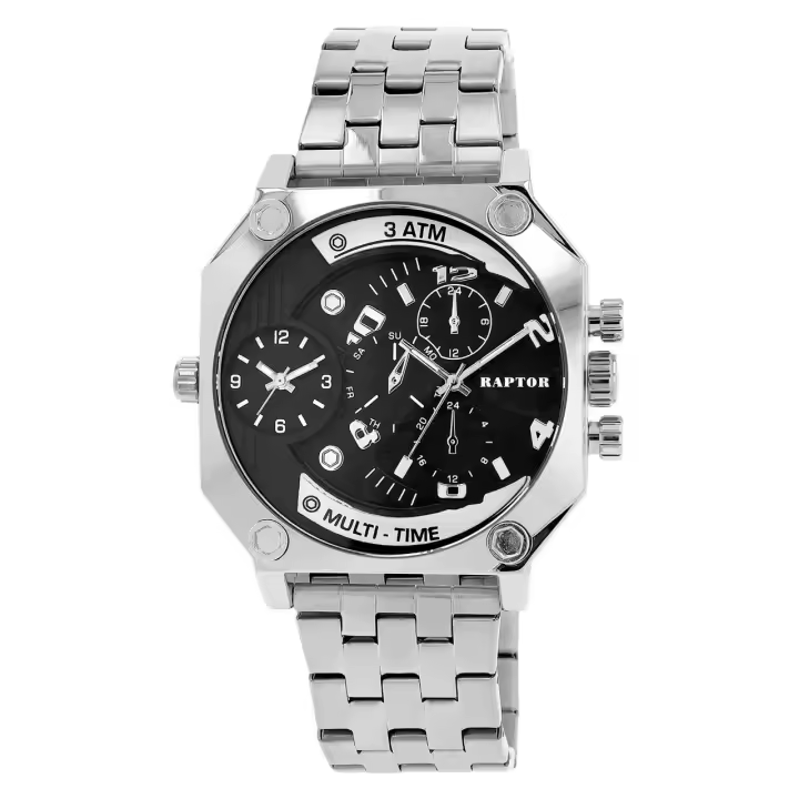 Reloj Raptor ® Magnus Hombre com Bracelete em Aço Inoxidável Multi-Time - 1