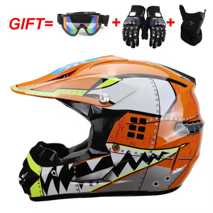 Casco Bicicleta Adulto Montaña,Casco De Descenso para Jóvenes Adultos Regalos Gafas Máscara Guantes BMX MTB ATV Bicicleta Carrera Integral Integral Casco - 1