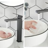 Grifo para lavabo alto, Grifo Negro mate de baño, extra High with Altura de Caño de 240mm, Modern Grifo de baño Cuadrado monomando with Manguera, inoxidable Maple sin plomo - details 2