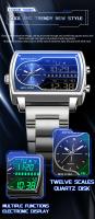 Reloj De Cuarzo Para Hombre SANDA 6163 Con Pantalla Dual Resistente Al Agua Y Contador De Retroceso En Acero/Librea/Rubber - details 1