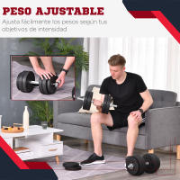 HOMCOM Juego de Mancuernas Ajustable 30KG con Barra de Conexión de Acero y Discos Desmontable Juego de Pesas para entrenamiento en Casa Gimnasio Oficina Negro - details 3