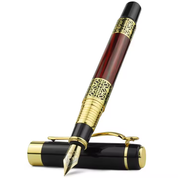 Pluma Fuente Metálica Retro Con Nib De Alta Calidad Diseño Clásico Incluye Convertidor Para Escritura De Negocios Oficina Y Escuela Suministros De Papelería - 1
