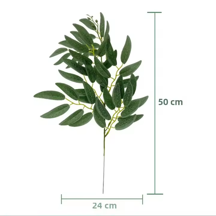 10pc Plantas Artificiales De Sauce Verde Hojas De Eucalipto Falsas Ramas De Flores Para Decoración De Hogar Y Bodas - 1
