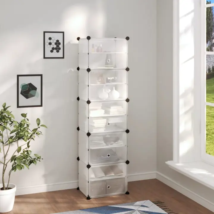 vidaXL Zapatero PP transparente 44x31,5x153,5 cm - 1