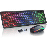 Teclado Y Ratón Inalámbricos RGB Retroiluminados Recargables Tamaño Completo Ergonómico Con Modo Sueño 2.4GHz Para Desktop Laptop Tablet - details 2