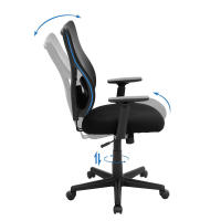 Silla de oficina ergonómica giratoria de malla con mecanismo de inclinación, apoyo lumbar y apoyabrazos ajustables, capacidad de carga de 120 kg, en negro - details 2