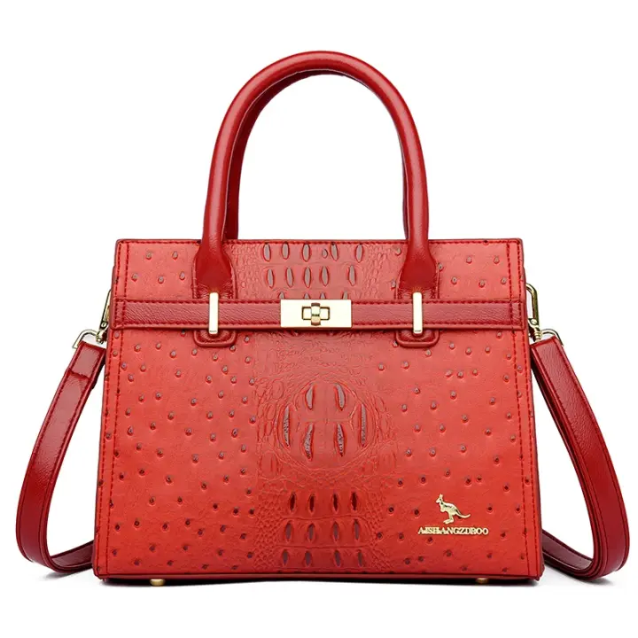 Bolso De Hombro Para Mujer De Cuero Suave 3 Capas Gran Capacidad Bolso De Mano Casual Diseñador Marca Tote Bag Con Cierre De Cremallera - 1
