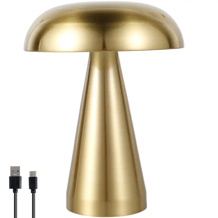 Lámpara De Mesa Retro Con Forma De Setas LED Luz Nocturna Táctil Decorativa Para Escritorio Lámpara De Noche Para Cama Barra De Ambiente Material Metálico - 1