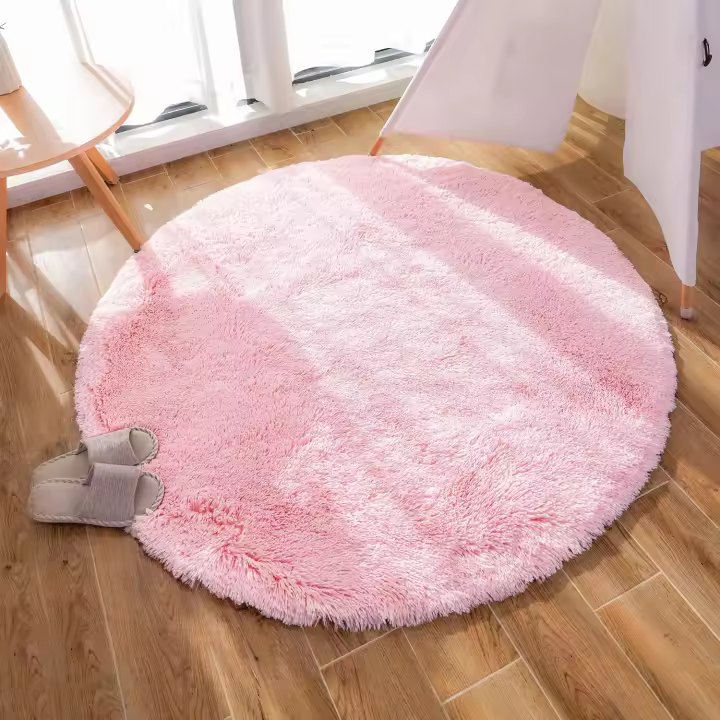 Alfombra moderna para sala de estar, decoración del hogar, alfombra redonda de terciopelo súper suave para dormitorio, alfombra suave y esponjosa para interiores (rosa, 120 x 120 cm) - 1
