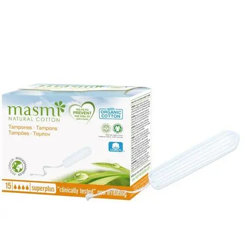 MASMI - Tampones Digitales Super Plus 15 uds, sin Aplicador, Cómodos y Discretos, de Puro Algodón Ecológico Certificado, con Velo Especial de Seguridad, Producto Vegano, sin Celulosa o Perfumes - 1