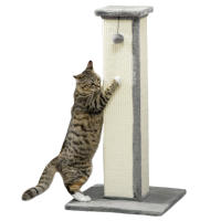 PawHut Poste Rascador para Gatos Altura 81 cm Rascador para Gatos Arañador para Gatos con Poste de Yute y Bola Colgante 41x41x81 cm - details 0
