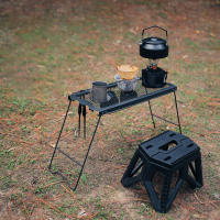 Mesa Plegable Multifuncional Para Exteriores Mesa De Red Plegable Para Camping Y Picnic BBQ Con Soporte De Almacenamiento De Hierro Color Negro Kaki Verde - details 1