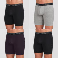 DON ALGODÓN | Pack de 4 Boxers Largos Ciclista Antiroce Para Hombres | 95% Algodón | 4 Boxer: 2 Negros, 1 Gris Oscuro, 1 Gris Claro | Cómodos y Suaves | Máxima Calidad | Cintura Elástica | Máxima Comodidad | Deportivos o Para Uso Diario | 5 Tallas - details 0