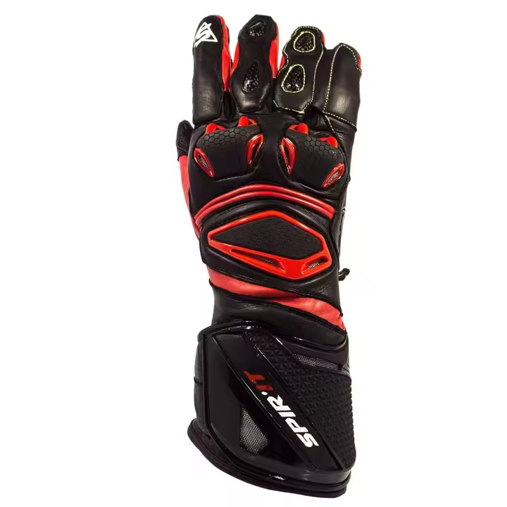 Guantes Verano Spirit Moto Piel Largos Black Red Fluor - 1