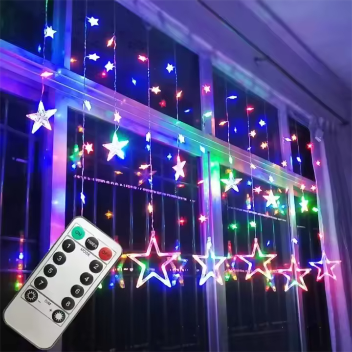 Curtain De Luces LED En Forma De Pentagrama Control Remoto Para Decoración Interior De Bodas Cumpleaños Y Navidad Luz De Ambiente Impermeable - 1