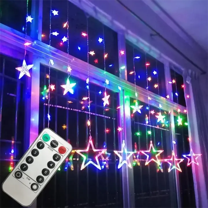 Curtain De Luces LED En Forma De Estrella Pentagrama Control Remoto Para Decoración Interior De Bodas Cumpleaños Y Navidad - 1