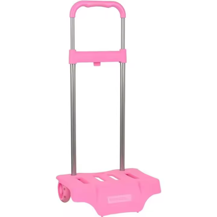 SAFTA - CARRO PORTAM.ROSA CLARO PANT.673C - Carro para Mochila Fabricado en España Ruedas antivibración y silenciosas cubierta de goma transparente - Mochila Carro Sistema de sujeción para mochilas UNIVERSAL - Carro Mochila - 1