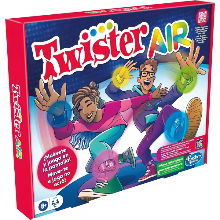 Hasbro Gaming Juego Twister Air - Juego Twister Air con aplicación RA - Se Conecta con Dispositivos Inteligentes - Juegos Activos de Fiesta - Edad: A Partir de 8 años - 1