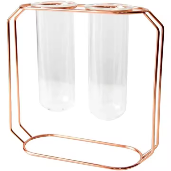 1 unid tubo de vidrio hidropónico verde plantador de vidrio florero planta de metal contenedor rack tubo de flor para oficina en casa (solo tubo trompeta) - 1