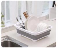 Estante De Secado Plegable Para Cocina Con Almacenamiento Y Drenaje En Plástico Resistente a La Perdida De Agua Para Platos Tazas Y Vajilla Relleno Lavable Para El Hogar - details 0