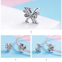 WOSTU 925 Plata Esterlina A-Z 26 Letras Brillantes Con Bolas De Joyería Para Pulsera De Encanto Original Collar De Pulsera Para Mujeres - details 13