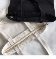 MEJORADA Bolsa de tela lona poliester color blanca con calidad,con cremallera,con asa larga,tamaño 34*40cm.reutilizable,ecologica,para pintar subrimir,manualidades - details 0