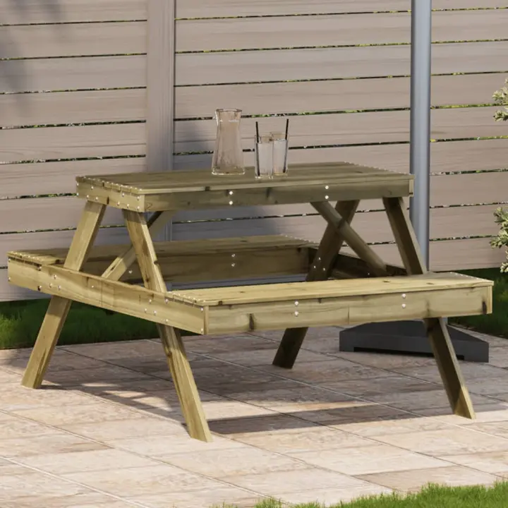 vidaXL Mesa de pícnic madera pino impregnada 105x134x75 cm - 1