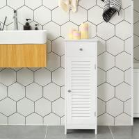 Armario blanco para baño de pie, rinconera con 1 cajón, 1 puerta de persiana, solución de almacenaje - details 4
