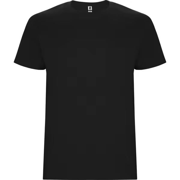 Camiseta tubular de algodón,cuello redondo con elásteno,color negro - 1