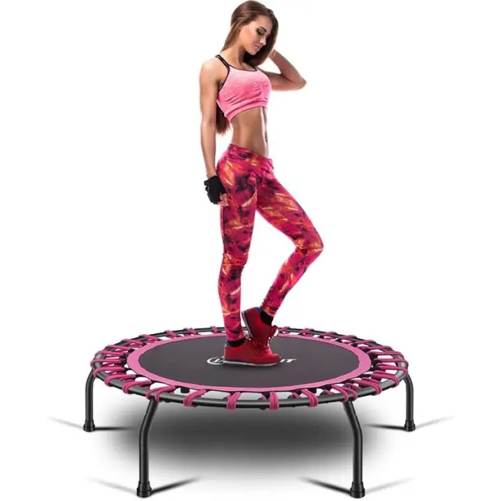 Trampolín Fitness 101cm  Silencioso para Adultos – cama elástica con Manillar Ajustable, Interior y Exterior, Soporta hasta 150 kg - 1