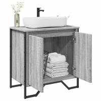 vidaXL Armario lavabo baño madera ingeniería 60x35x60 cm en color Marrón roble/Negro/Roble ahumado y más | almacenamiento funcional diseño moderno para baño dormitorio sala - details 3