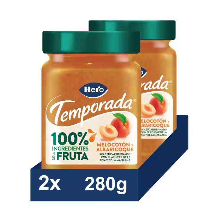 HERO Mermelada temporada Melocotón Albaricoque 100% pack 2x280g - 1