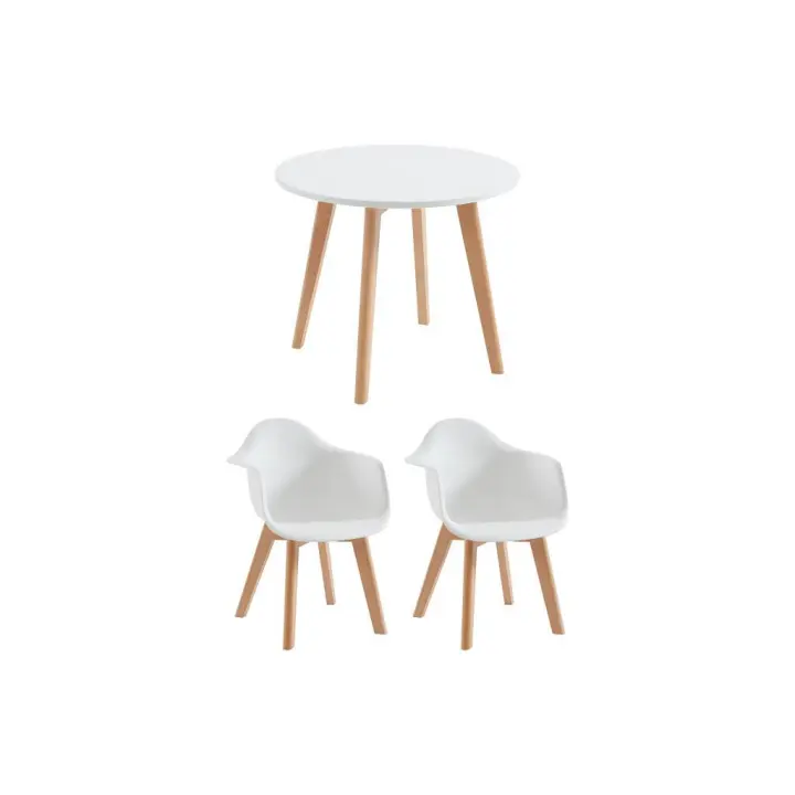 Vente-unique - Conjunto mesa para niños LOULOUNE + 2 sillas POUPINETTE - Blanco - 1
