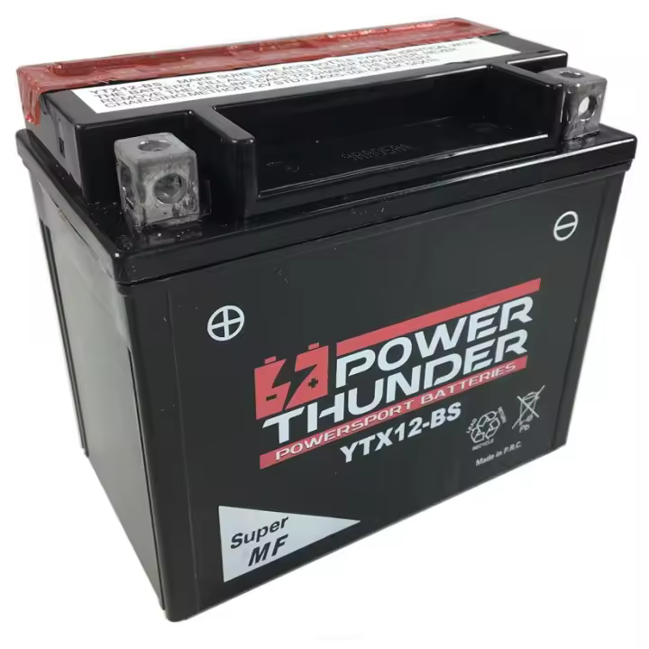 Bateria power thunder ytx12-bs lista para instalar y arrancar - 1