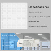 Pack Panel LED 60x60  - SLIM FRAME - 40W - Philips Driver - ENEC - Luz Seleccionable 4000K - 5700K - details 1