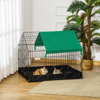 PawHut Jaula para Animales Pequeños Parque para Mascotas con 2 Puertas Toldo y Base con Tela Oxford Impermeable para Interior y Exterior 90x75x75 cm Negro y Verde - details 1