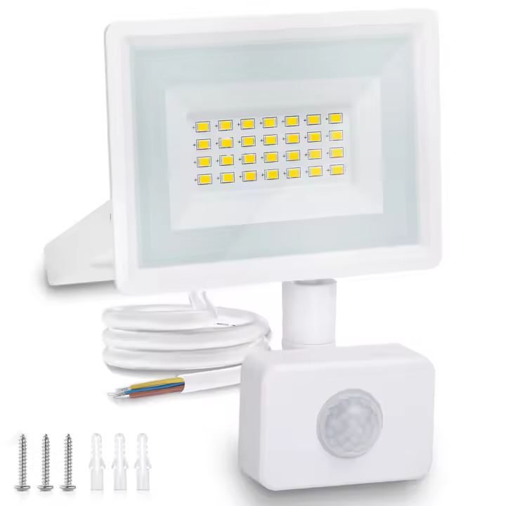 Aigostar 20W Foco LED con Sensor Movimiento PIR，1650LM Super Brillo Focos LED Exterior，IP65 Impermeable，Blanco Natural 4000K Luz de Seguridad para Jardín， Patio，Garaje， etc. - 1