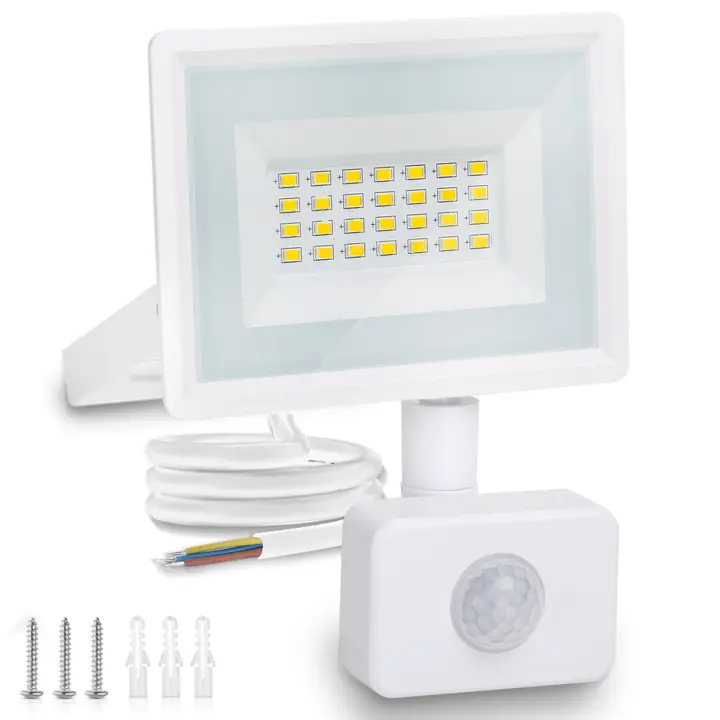 Aigostar 20W Foco LED con Sensor Movimiento PIR，1650LM Super Brillo Focos LED Exterior，IP65 Impermeable，Blanco Natural 4000K Luz de Seguridad para Jardín， Patio，Garaje， etc. - 1