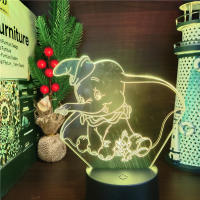 Lámpara De Noche LED 3D Dumbo Cartoon Para Decoración De Habitación Infantil Lámpara De Escritorio Cambio De Color Regalo - details 2