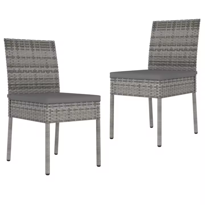 vidaXL Sillas de comedor de jardín 2 unidades ratán sintético gris - 1