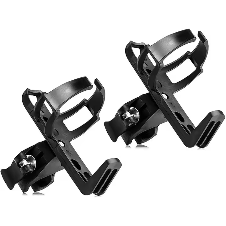 Portavasos de bicicleta de 2 piezas, soporte de botella de agua ajustable, soporte de botella de agua de bicicleta de montaña, soporte de botella de agua giratorio de 360 grados, soporte de taza de bicicleta universal, para bicicleta de montaña (negro) - 1