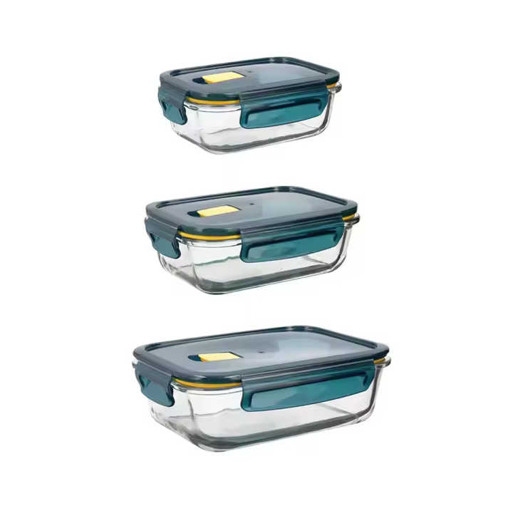 Quid Astral Set 3 Recipientes Rectangular Herméticos 37-64-104CL Azul - 1