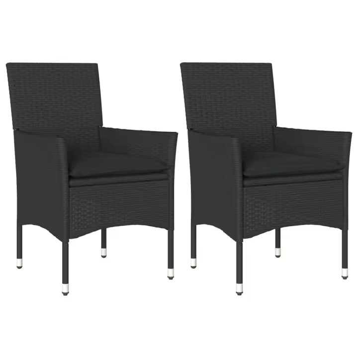 Sillones de Jardín con almohadas 2 UDS sintético Negro - 1