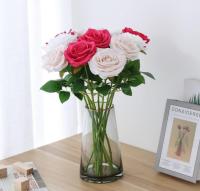 10pcs Flores Artificiales De Rosa Con Cuernos En Hot Pink Para Decoración Interior Y Bodas Belleza Súper Floral De Silicio - details 0