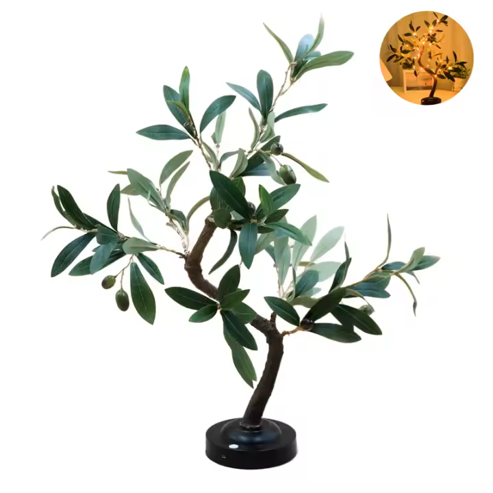 Árbol De Luz LED Para Mesa Con Base Removible Decoración De Camas Para Bodas Fiestas Camping Luz Noturna De Hadas Batería Incluida - 1